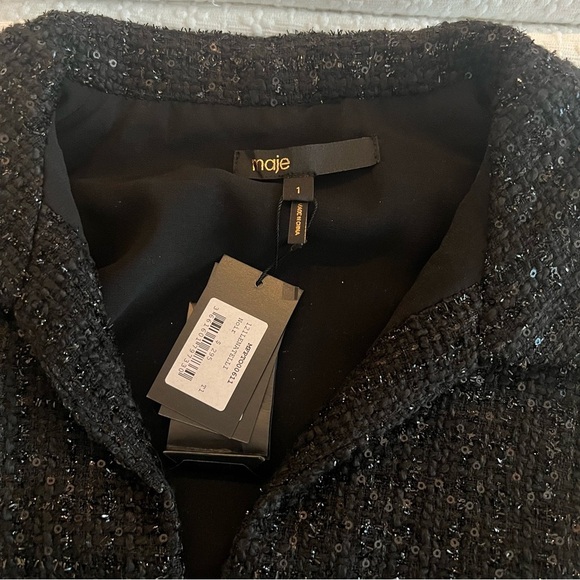 Maje Sequin Tweed Top- Size 1; New with Tags - Picture 5 of 8